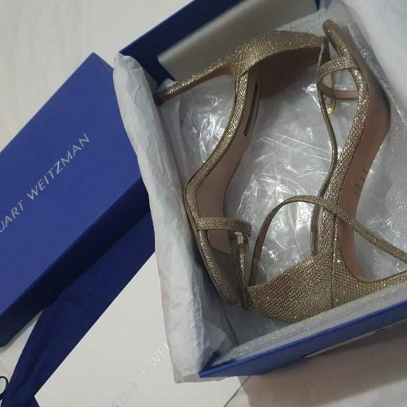 Stuart Weitzman Nudistsong Sandals 8M Platnium Noir - Picture 8 of 13